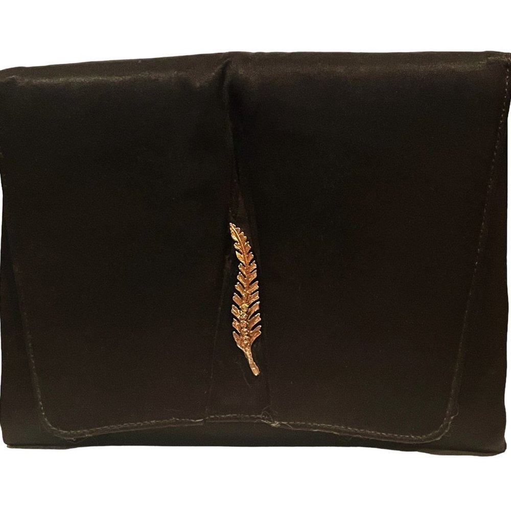 Vintage Women's Black Satin Britemode Purse/Clutch with Rhinestone Accents